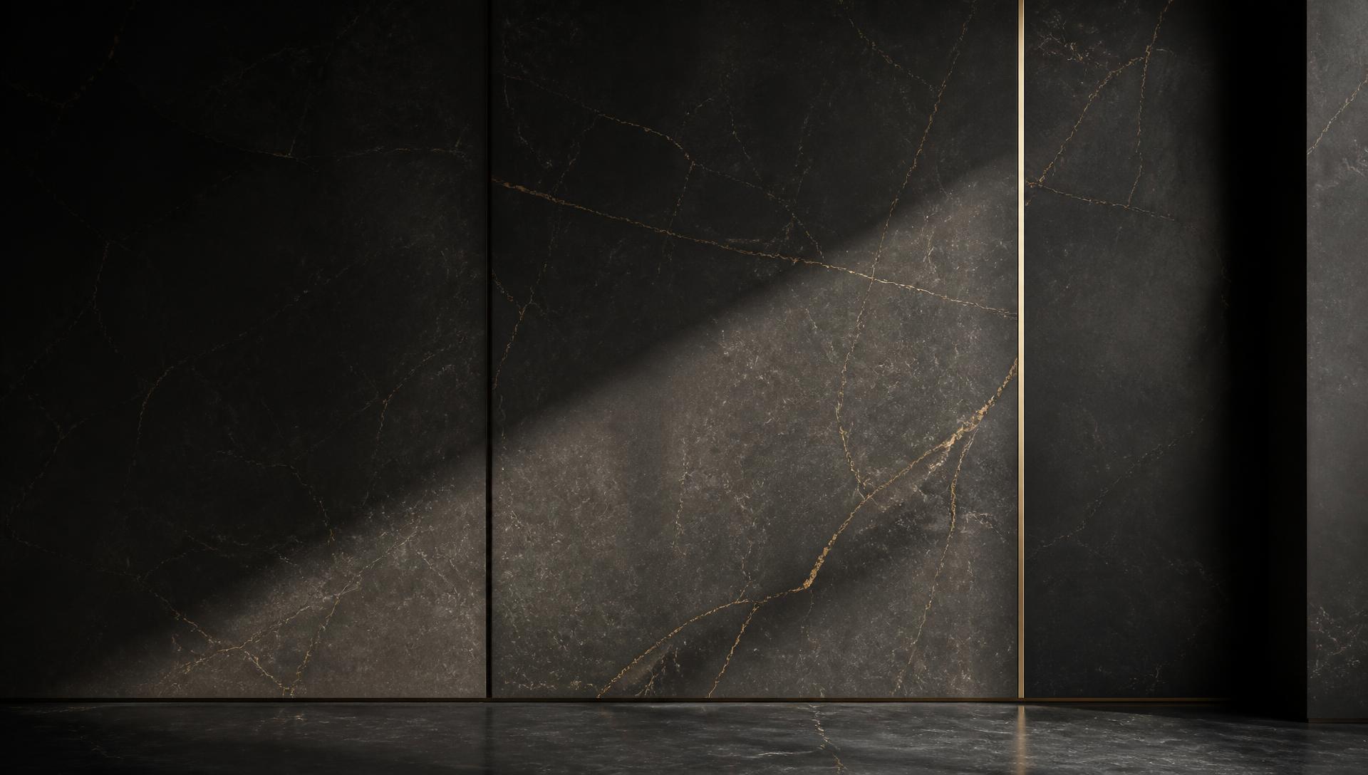 Dark marble wall with refined architectural shadows