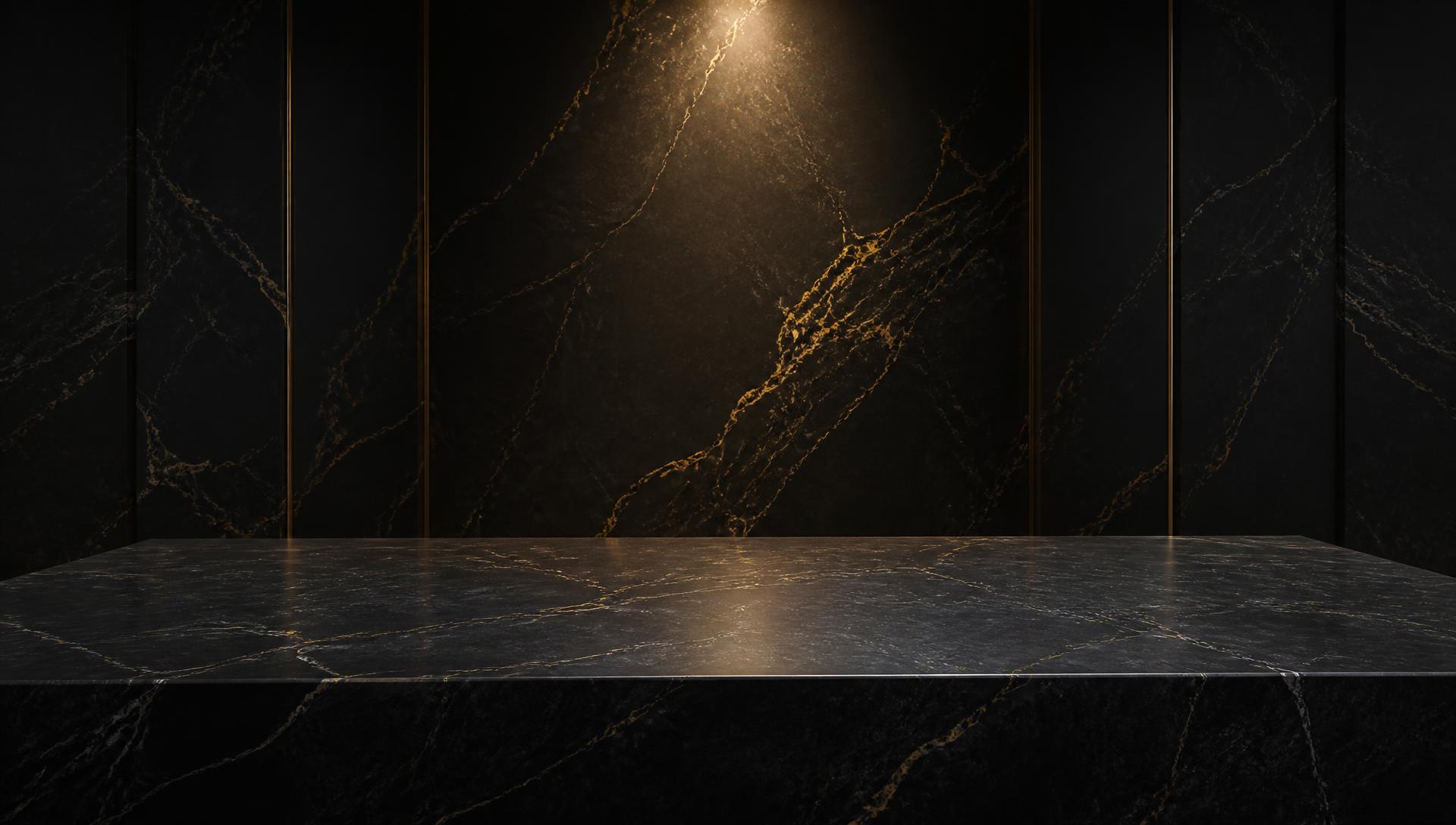 Dark marble luxury product showroom surface