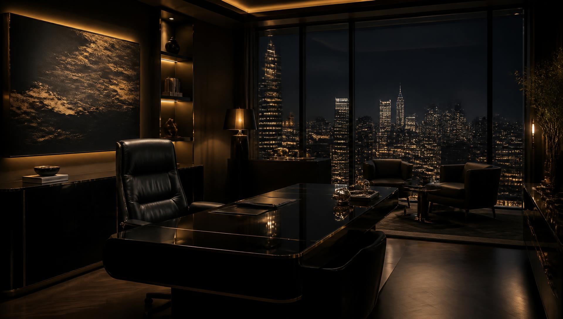 Private elite lounge with dark marble and gold detailing